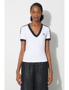 Tričko adidas Originals 3-Stripe V-Neck Tee bílá barva, IR8114