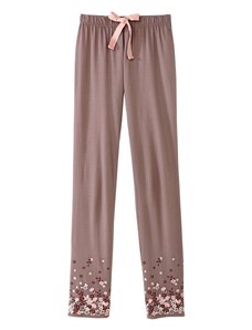 Blancheporte Dlouhé pyžamové kalhoty, s potiskem v dolní části hnědošedá 42/44