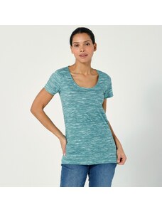 Blancheporte Melírované tričko s krátkými rukávy, z bio bavlny, eco-friendly tyrkysový melír 38/40
