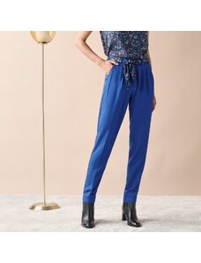 Blancheporte Úzké jednobarevné kalhoty s páskem tmavě modrá 40