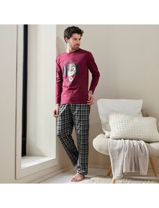 Blancheporte Pyžamo s kalhotami a potiskem "pes" bordó/šedá 137/146 (4XL)