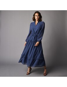 Blancheporte Dlouhé šaty s výšivkou modrošedá/černá 36
