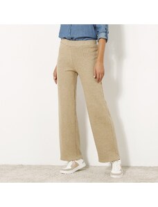 Blancheporte Rovné kalhoty z česaného úpletu s pružným pasem béžový melír 42/44