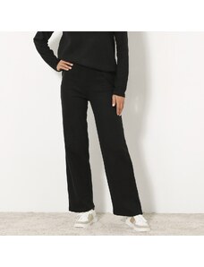 Blancheporte Rovné kalhoty z česaného úpletu s pružným pasem černá 34/36