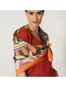 Blancheporte Šátek s potiskem slunce 100 x 100 cm, vyrobeno ve Francii černá/oranžová