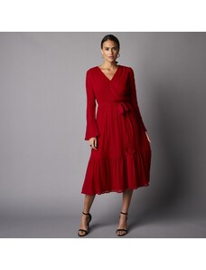 Blancheporte Dlouhé šaty s volány červená 52