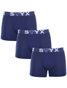 3PACK pánské boxerky Styx long sportovní guma tmavě modré (3U968)