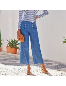 Blancheporte Široké džíny v námořnickém stylu s knoflíky modrá 36