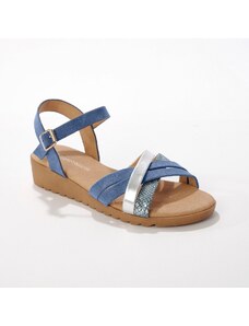 Blancheporte Páskové sandály na klínku, modré modrá 39