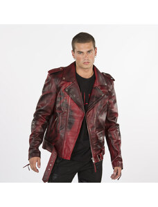 New Rock W-NRLMJ023-S1 MENS LEATHER JACKETS MADE OF SHEEP NAPA DIRTY RED : SR-MBF