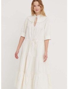 Bavlněné šaty Polo Ralph Lauren béžová barva, midi, 211925104