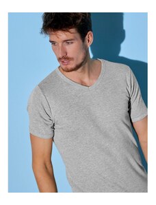 Blancheporte Sada 3 bavlněných spodních triček s výstřihem do „V“ šedý melír 85/92 (M)