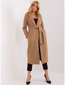 Elegantní kabát s páskem Och Bella velbloudí
