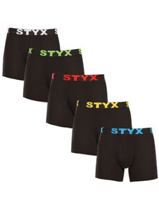 5PACK pánské boxerky Styx long sportovní guma černé (5U9601)