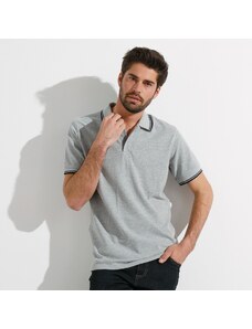 Blancheporte Polo tričko z piké úpletu, s krátkými rukávy a s proužky na rukávech a límečku šedý melír 107/116 (XL)