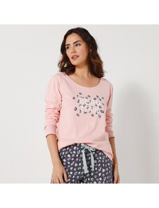 Blancheporte Pyžamové tričko s dlouhými rukávy a středovým potiskem "Beautiful" růžová 42/44