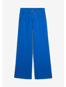 bonprix Široké twilové kalhoty z organické bavlny Modrá