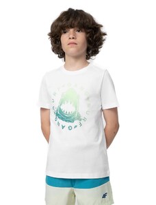 Chlapecké tričko s krátkým rukávem 4F JUNIOR-TSHIRT M283-10S-WHITE Velikost 164