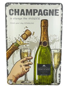 DODINO Plechová cedule Champagne Is Always The Answer 20 x 30 cm