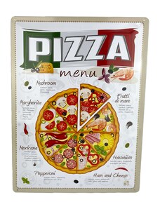 DODINO Plechová cedule Pizza Menu 30 x 40 cm