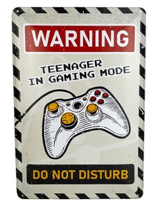 DODINO Plechová cedule Warning Teenager In Gaming Mode Do Not Disturb 20 x 30 cm