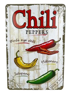 DODINO Plechová cedule Chili Peppers - Chili Papričky 20 x 30 cm