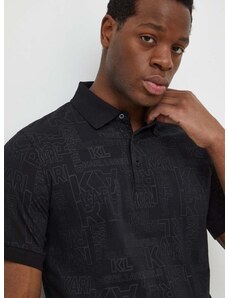Bavlněné polo tričko Karl Lagerfeld černá barva