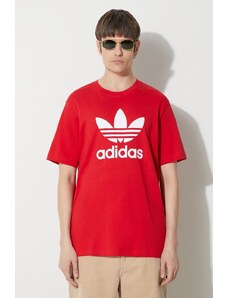 Bavlněné tričko adidas Originals Trefoil červená barva, s potiskem, IR8009