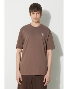 Bavlněné tričko adidas Originals Essential Tee hnědá barva, s aplikací, IR9688