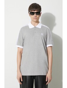 Bavlněné polo tričko adidas Originals Adicolor Classics 3-Stripes šedá barva, s aplikací, IL2502