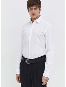 Bavlněná košile HUGO bílá barva, slim, s klasickým límcem, 50508294