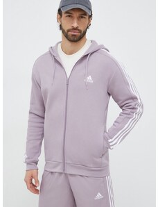 Mikina adidas pánská, fialová barva, s kapucí, s aplikací, IS0009