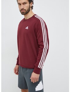 Bavlněná mikina adidas pánská, vínová barva, s aplikací, IS1348