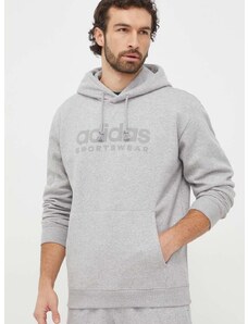 Mikina adidas pánská, šedá barva, s kapucí, s potiskem, IW1205