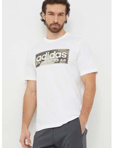 Bavlněné tričko adidas bílá barva, s potiskem, IN6473