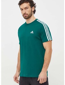 Bavlněné tričko adidas zelená barva, s aplikací, IS1333