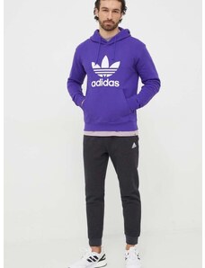 Bavlněná mikina adidas Originals Adicolor Classics Trefoil pánská, fialová barva, s kapucí, s potiskem, IM9398