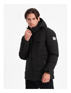 Ombre Clothing Pánská zimní bunda s odepínací kapucí V3 OM-JAHP-0150 černá