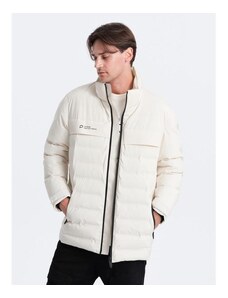 Ombre Clothing Pánská zimní bunda s odepínací kapucí V2 OM-JAHP-0150 krémová