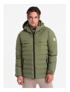 Ombre Clothing Pánská zimní bunda s odepínací kapucí V1 OM-JAHP-0150 olivová
