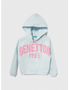 Dětská bavlněná mikina United Colors of Benetton s kapucí, s potiskem