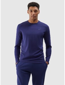 4F Pánské hladké tričko s dlouhými rukávy - tmavě modré