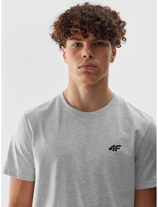 4F Pánské hladké tričko regular - šedé