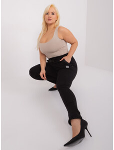 Fashionhunters Černé tepláky plus size s kapsami