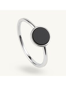 SilveAmo Luxusní stříbrný prsten Kruh s onyxem 50