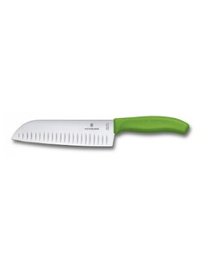 Victorinox - Kuchyňský nůž Swiss Classic Santoku 17cm s vroubky - zelený