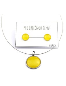 Laboka Žlutý set - náušnice pecky + náhrdelník