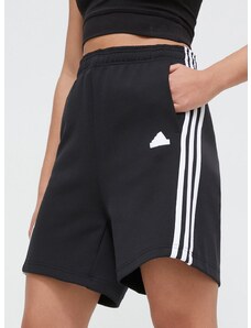 Kraťasy adidas dámské, černá barva, s aplikací, high waist, IP1543