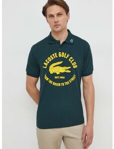 Polo tričko Lacoste zelená barva, s potiskem