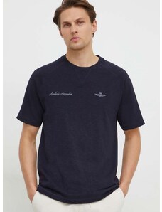 Bavlněné tričko Aeronautica Militare tmavomodrá barva